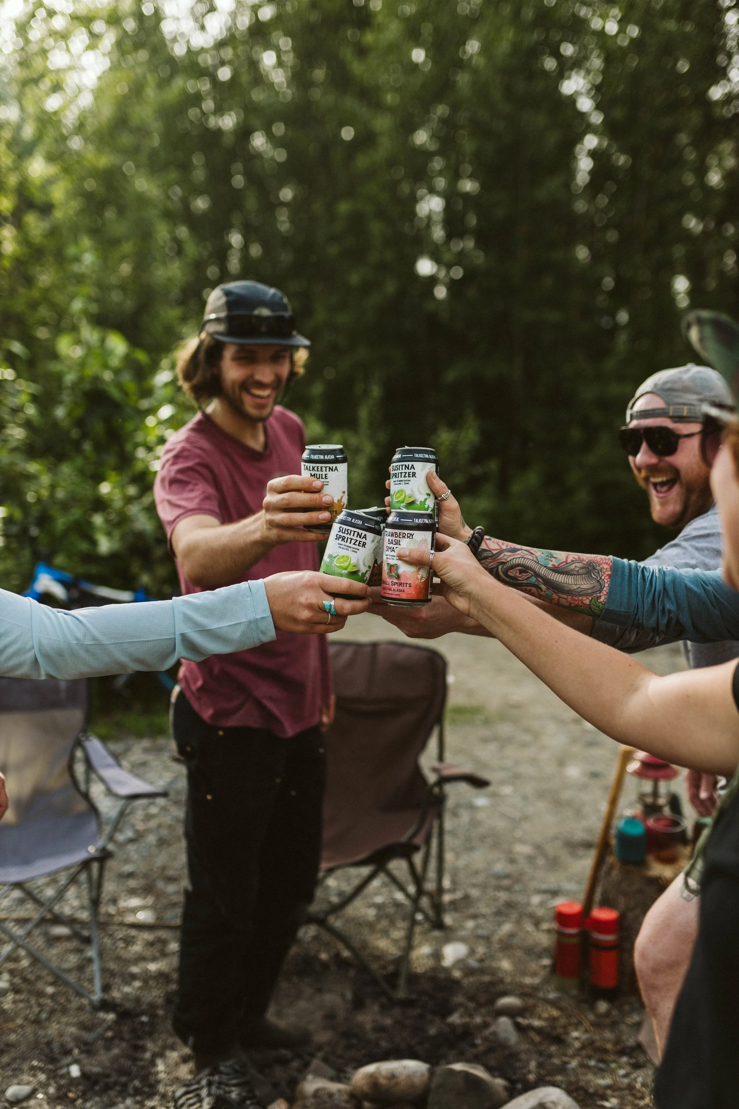 Denali Brewing cans chilling in ice